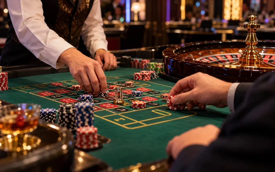 live casino canada — casino table, chips, cards, roulette wheel or slot reels on a phone in a Canadian documentary scene