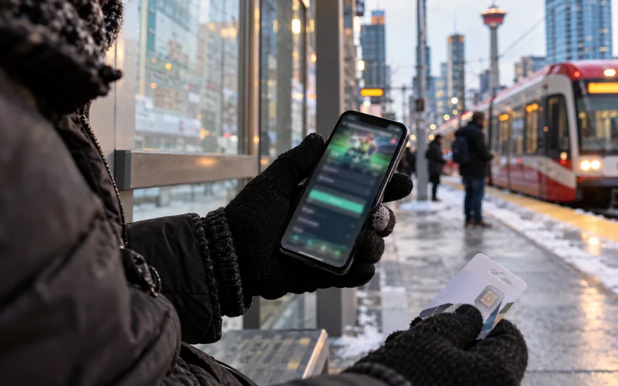 22bet login — phone with blurred account screen beside identity document or SIM card in a Canadian documentary scene